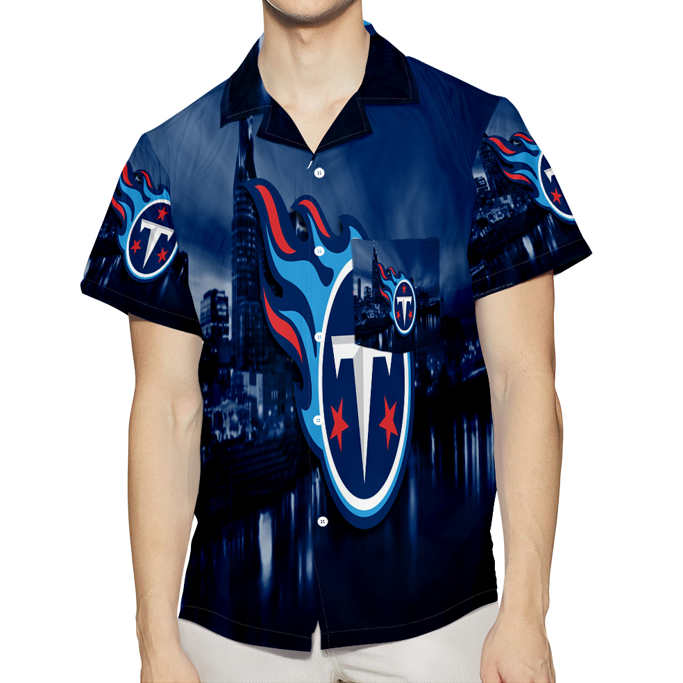 Tennessee Titans Emblem V3 3D All Over Print Summer Beach Hawaiian Shirt With Pocket