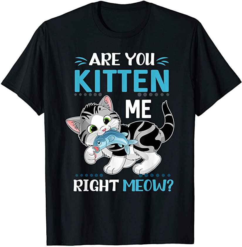 Are You Kitten Me Right Meow, Cute Funny Cat Lover Cat Pun T-Shirt