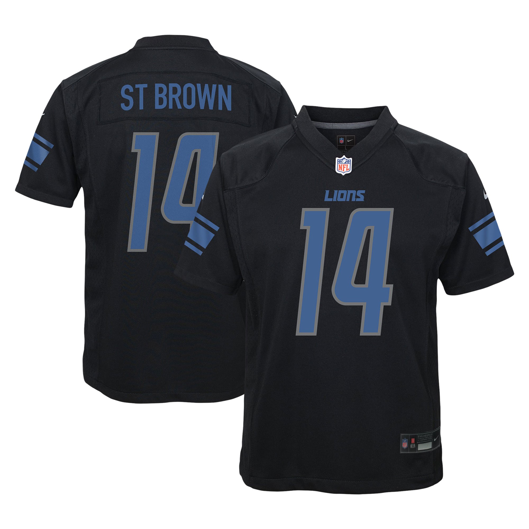 Youth Detroit Lions Amon-Ra St. Brown Black Fashion Game Jersey