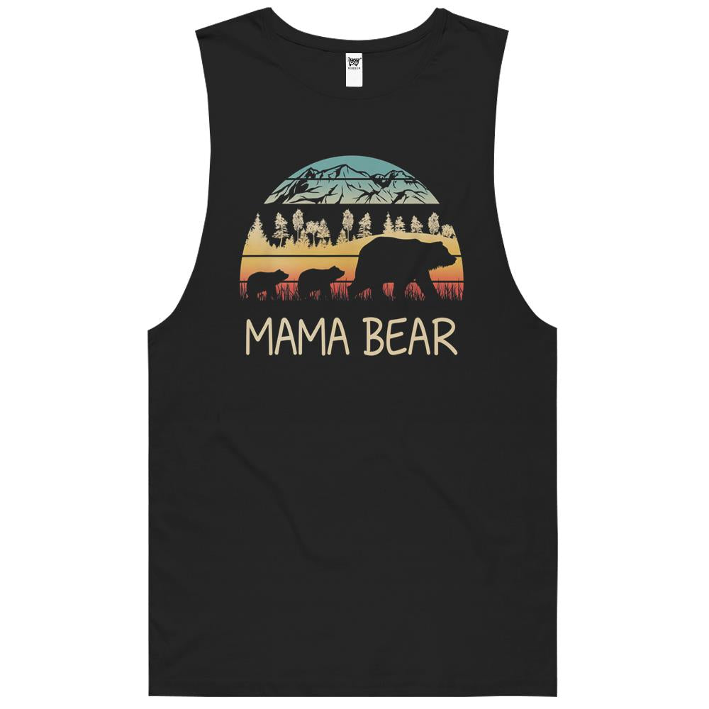 Mama Bear With 2 Cubs Shirt Retro Mountains Mother’s Day Tank Top