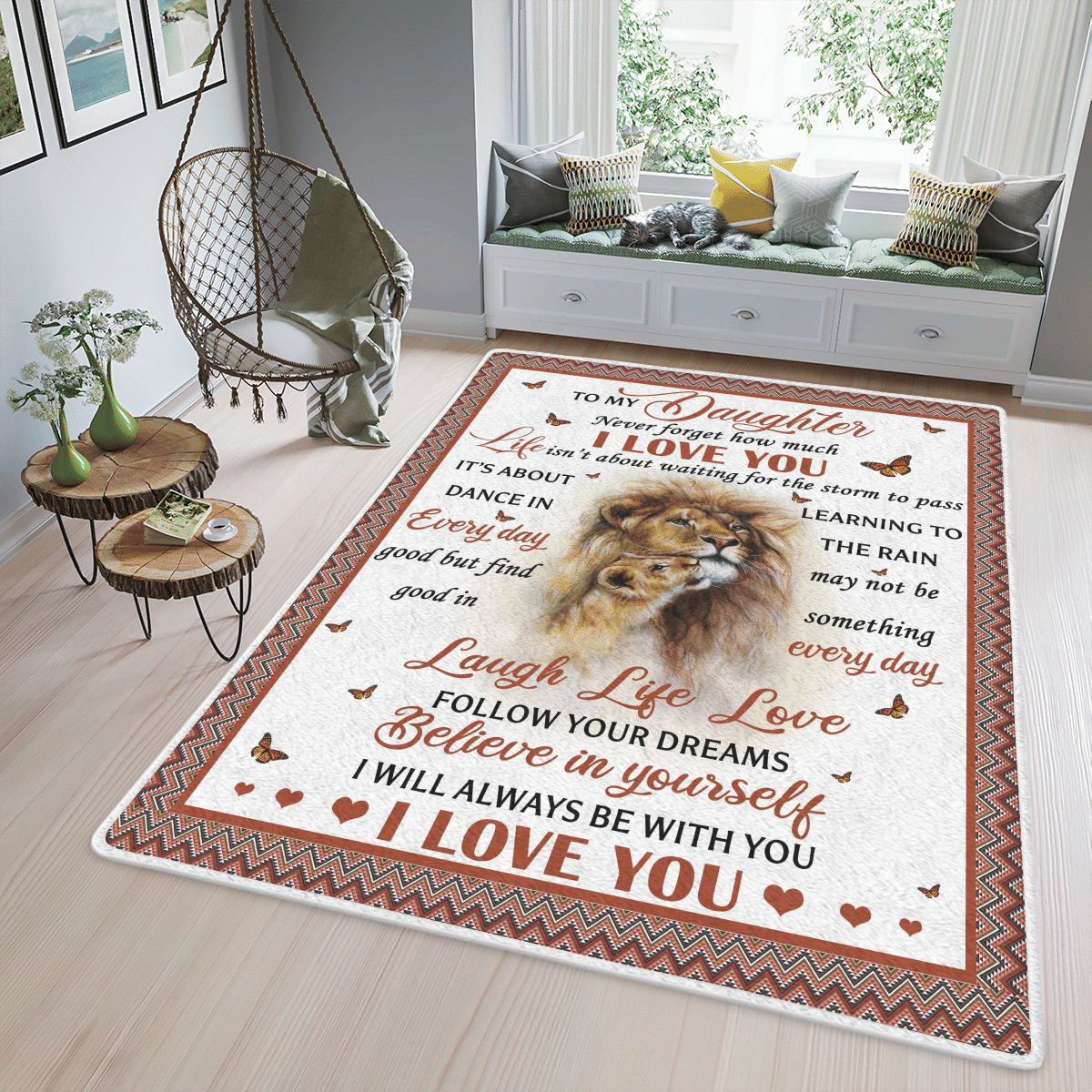 Wooni To My Daughter Never Forget I Love You – Lion Area Rug, Rectangle Rug Wn070322129