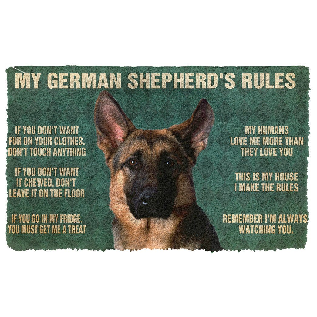 Gearhumans  Gearhuman 3D My German Shepherd’s Rules Doormat