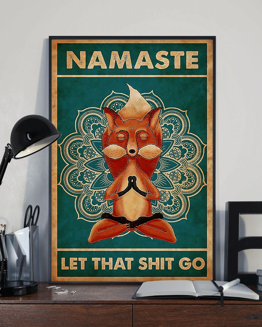 Yoga Fox Loves Poster Canvas – Namaste Let That Shit Go Funny Vintage Home Decor Wall Art Evg80614