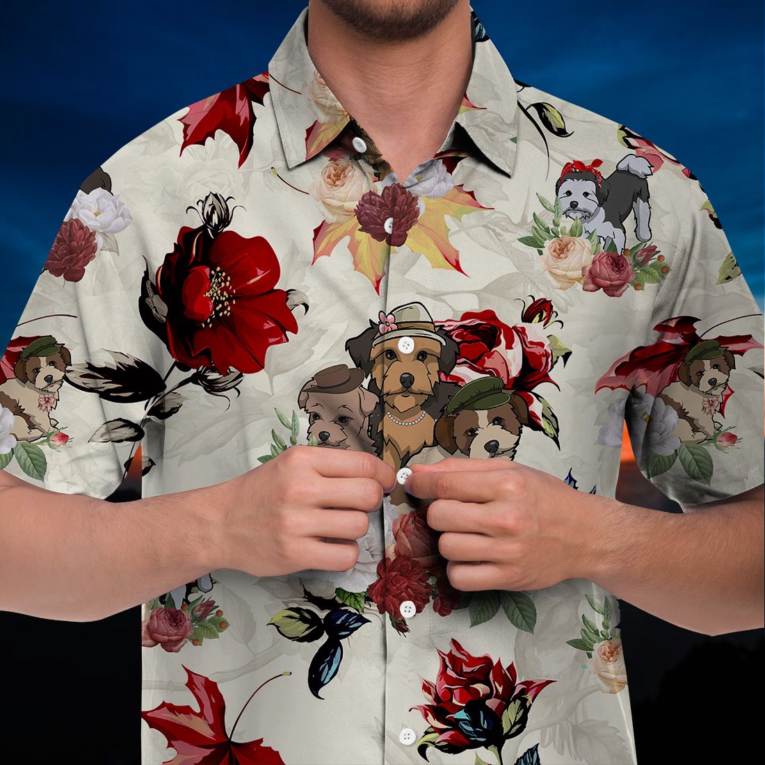 Morkie Hawaiian Shirt 90s Flower