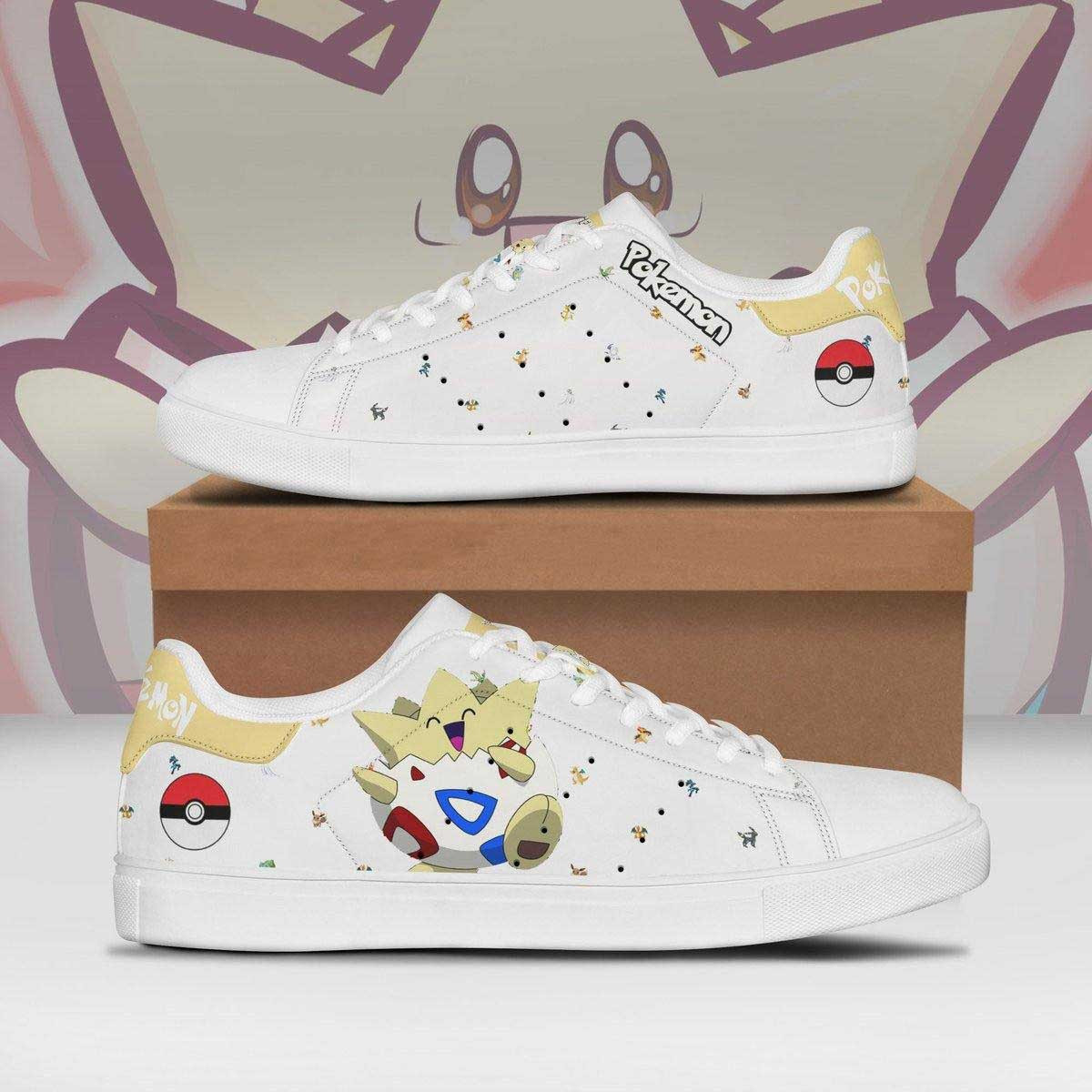 Pokemon Togepi Anime Christmas Gift For Fan Low Top Leather Skate Shoes Sneakers For Man And Women