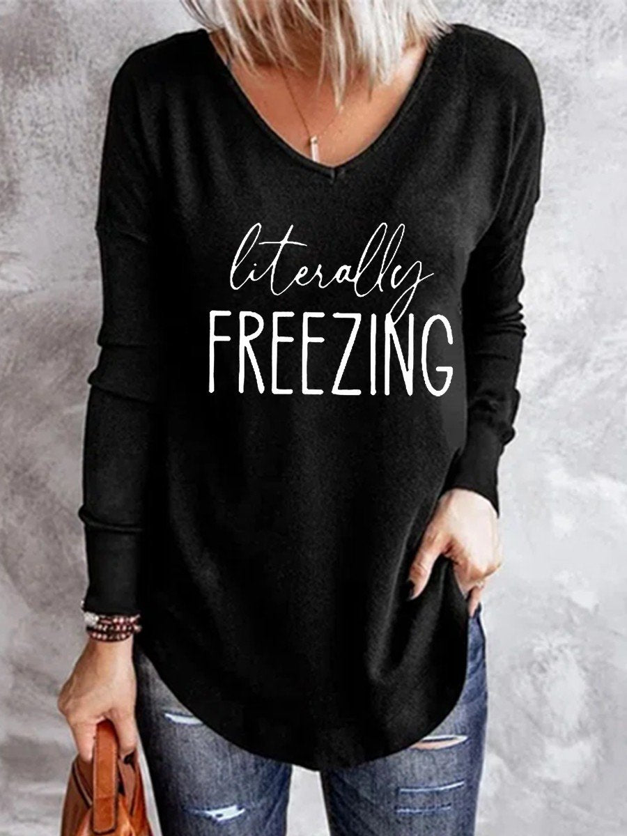 Women Litesally Freezing V-Neck Long Sleeves Top