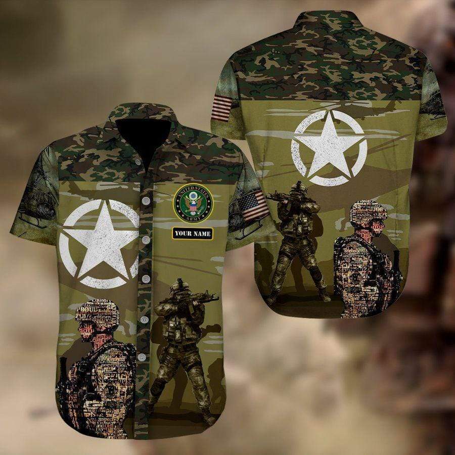 Custom Hawaiian Aloha Shirts US Army Cool Camo With Name – Jamestees Store