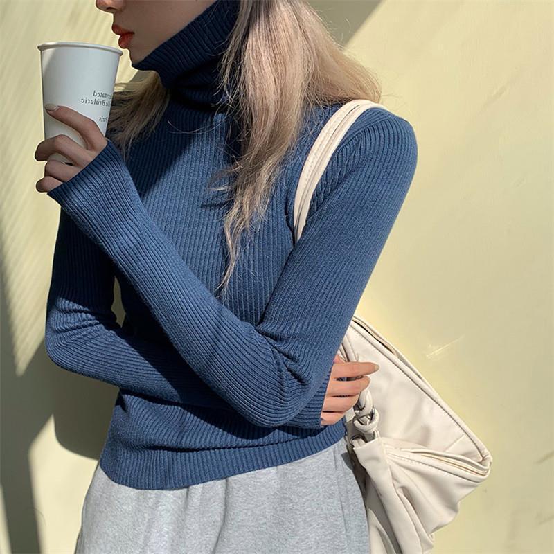 Women’s Turtleneck Casual Warm Knitted Sweater Women 2021 Autumn Winter Korean Fashion Long Sleeve Top Pullover Female Jumper alx