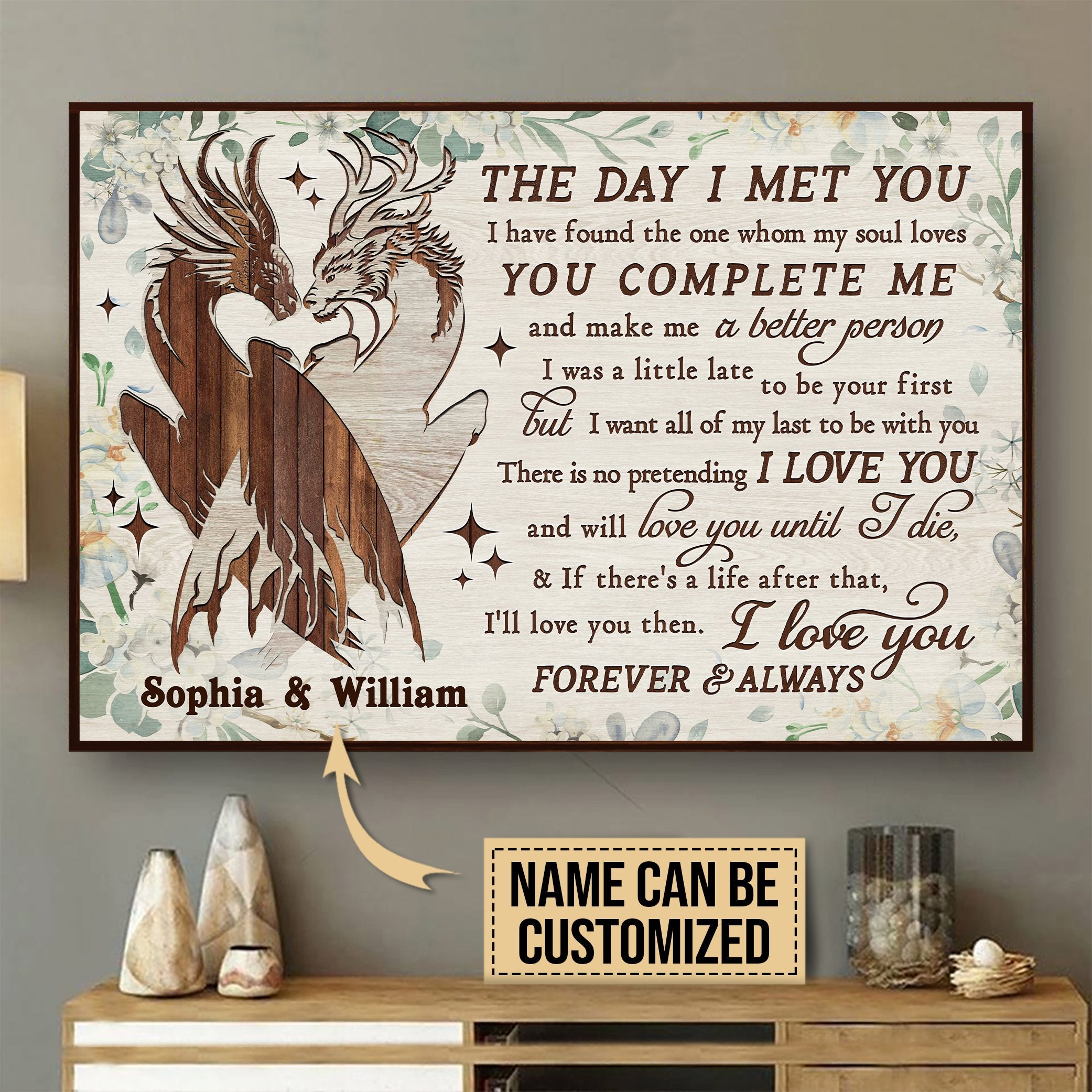 Aeticon Gifts Personalized Dragon Pallet The Day I Met Canvas Mom Dad Gift Home Decor