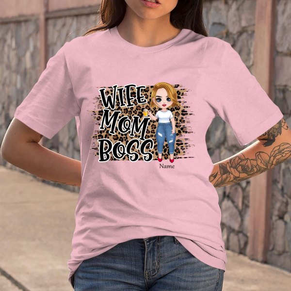 Personalized Wife Mom Boss Leopard Print Shirt