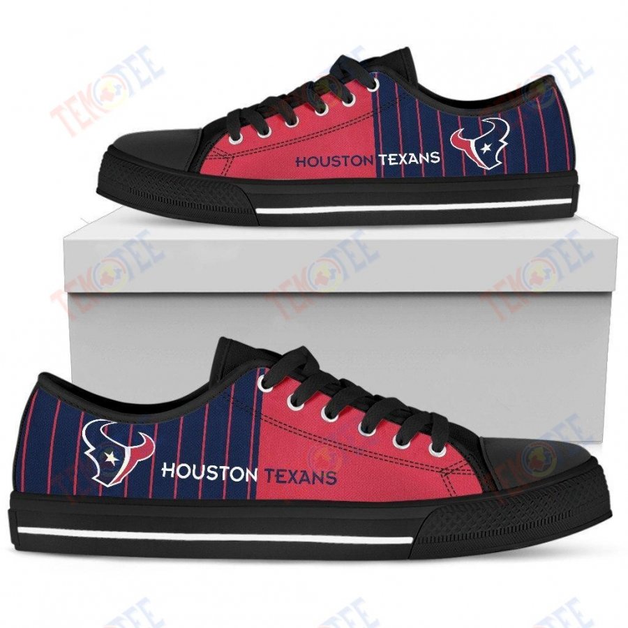 Mens Womens Houston Texans Simple Design Vertical Stripes Low Top Shoes Custom Print Footwear Convers Sneakers TMT644