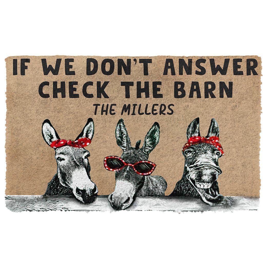 Gearhumans 3D Check The Donkey Barn Custom Name Doormat