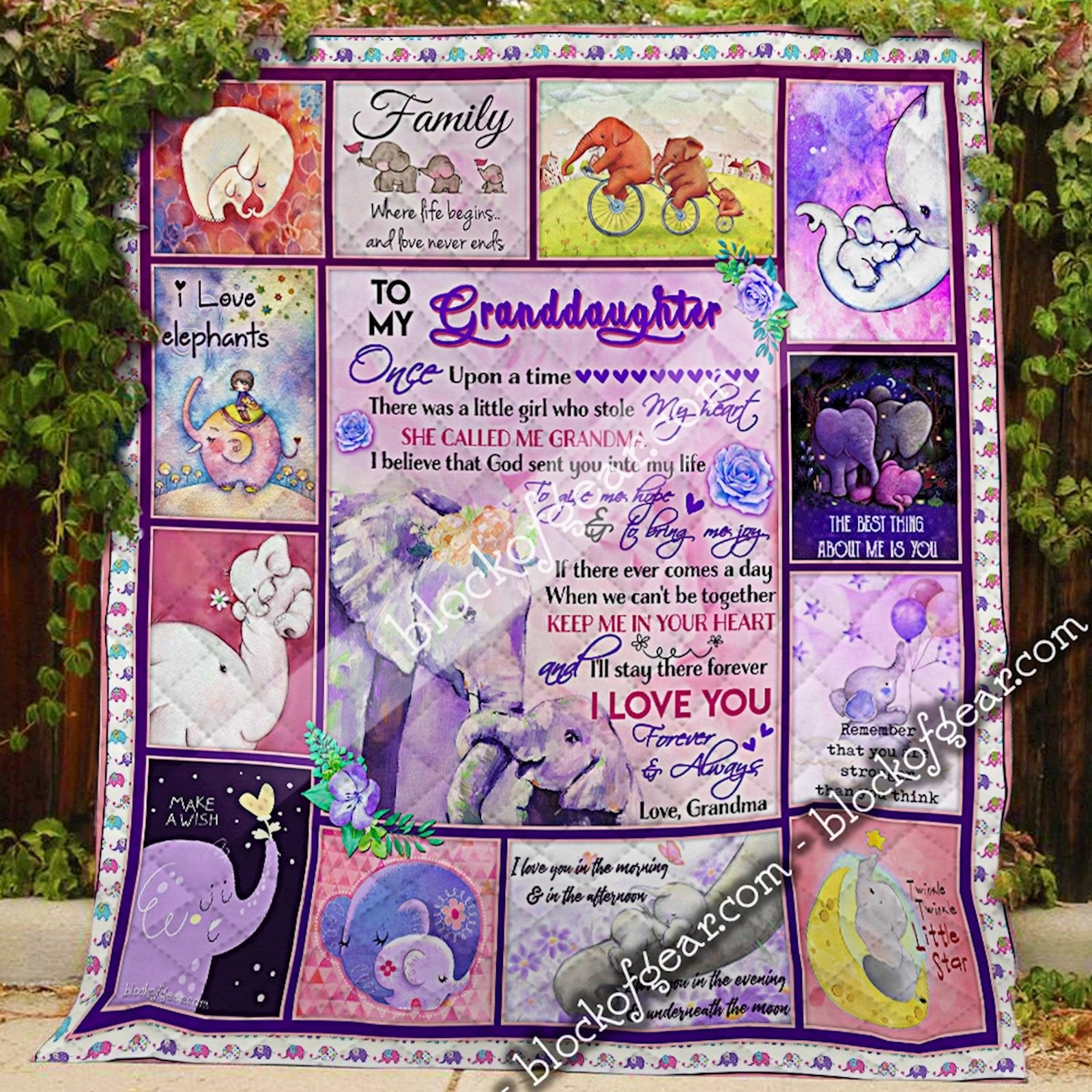 Lovely Elephant Granddaughter, Grandma Quilt