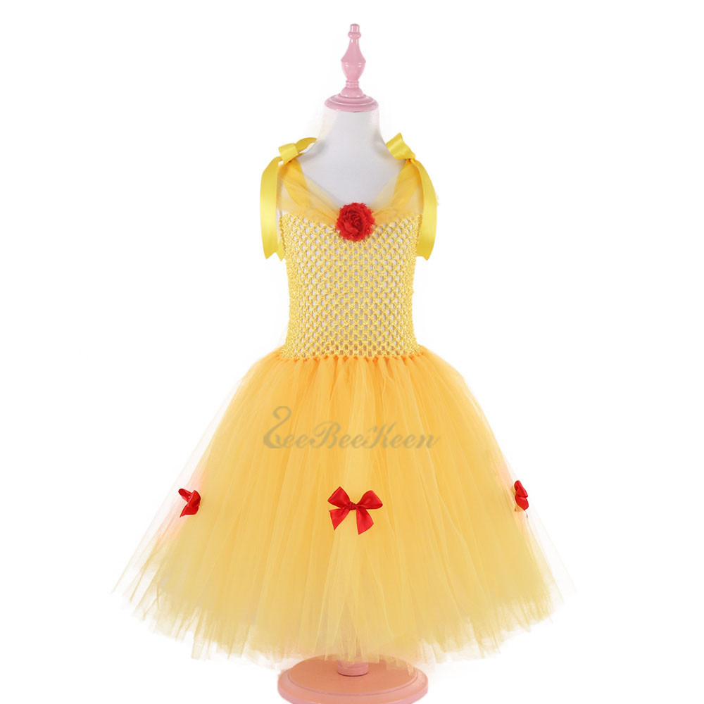 Belle Cosplay Costume Anime Beauty and Beast Dress Children’s Dress Kid Yellow Belle Princess Dress Girls Evening Long Dress alx