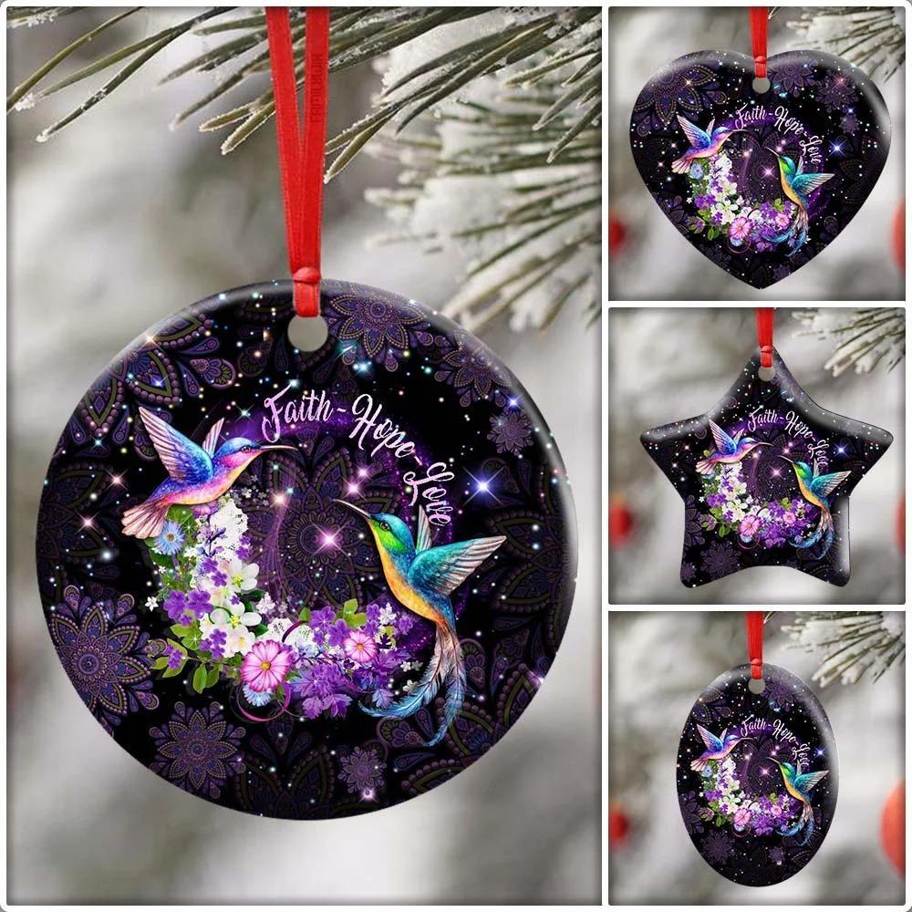 Hummingbird. Faith Hope Love Ceramic Ornament Christmas Home Decor
