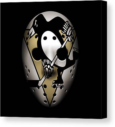 Penguins Goalie Mask Joe Hamilton Canvas Print