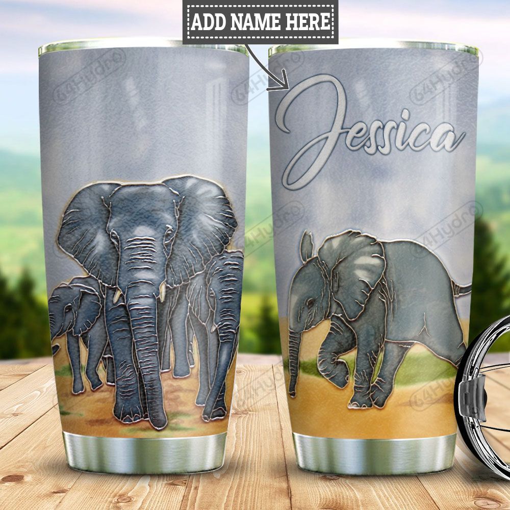 Personalized Elephant Hlz1311016  Stainless Steel Tumbler Travel Customize Name, Text, Number, Image