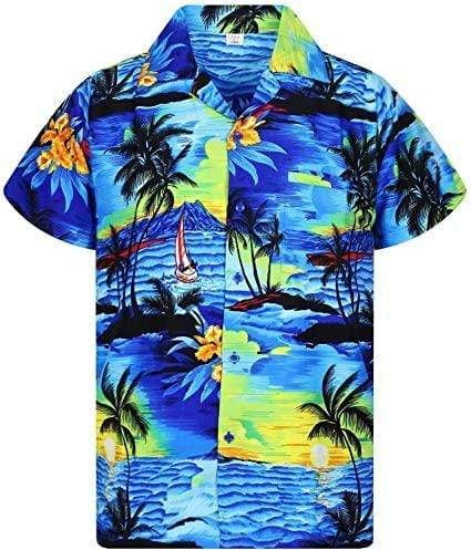 Beach Blue Beaautiful Funky Hawaiian Aloha Shirts #dh