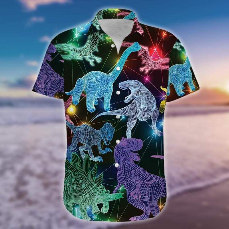 Amazing Colorful Neon Dinosaur Hawaii Shirt Ha4035