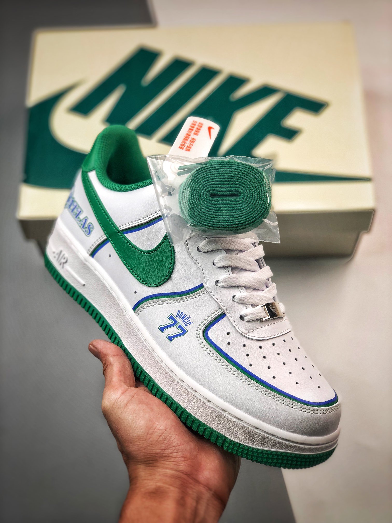 Custom Nike Air Force 1 Dallas Green White 5341031