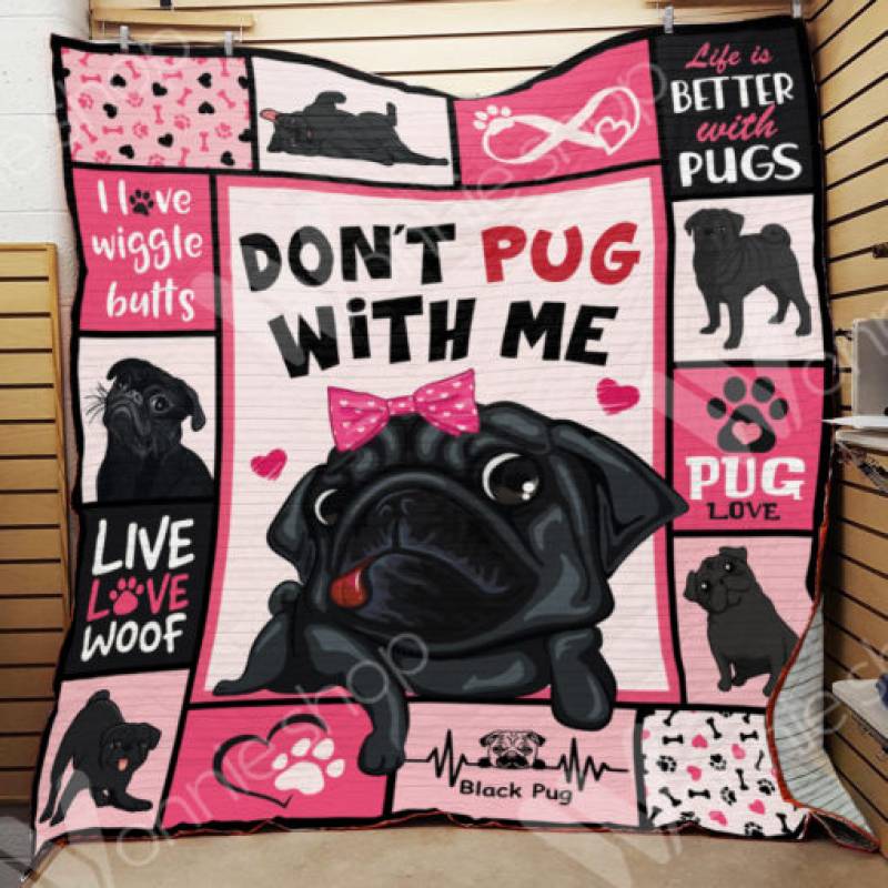 Black Pug Dog Blanket NOV2801 78O53