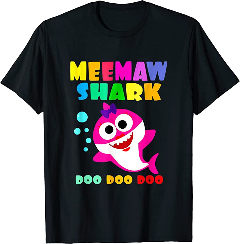 Shark Shirt Birthday Meemaw Funny Family Mother’s Day T-Shirt