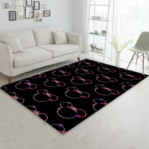 Minnie Mouse Black And Colorful Movie Area Rug, Kitchen Rug, Family Gift US Decor