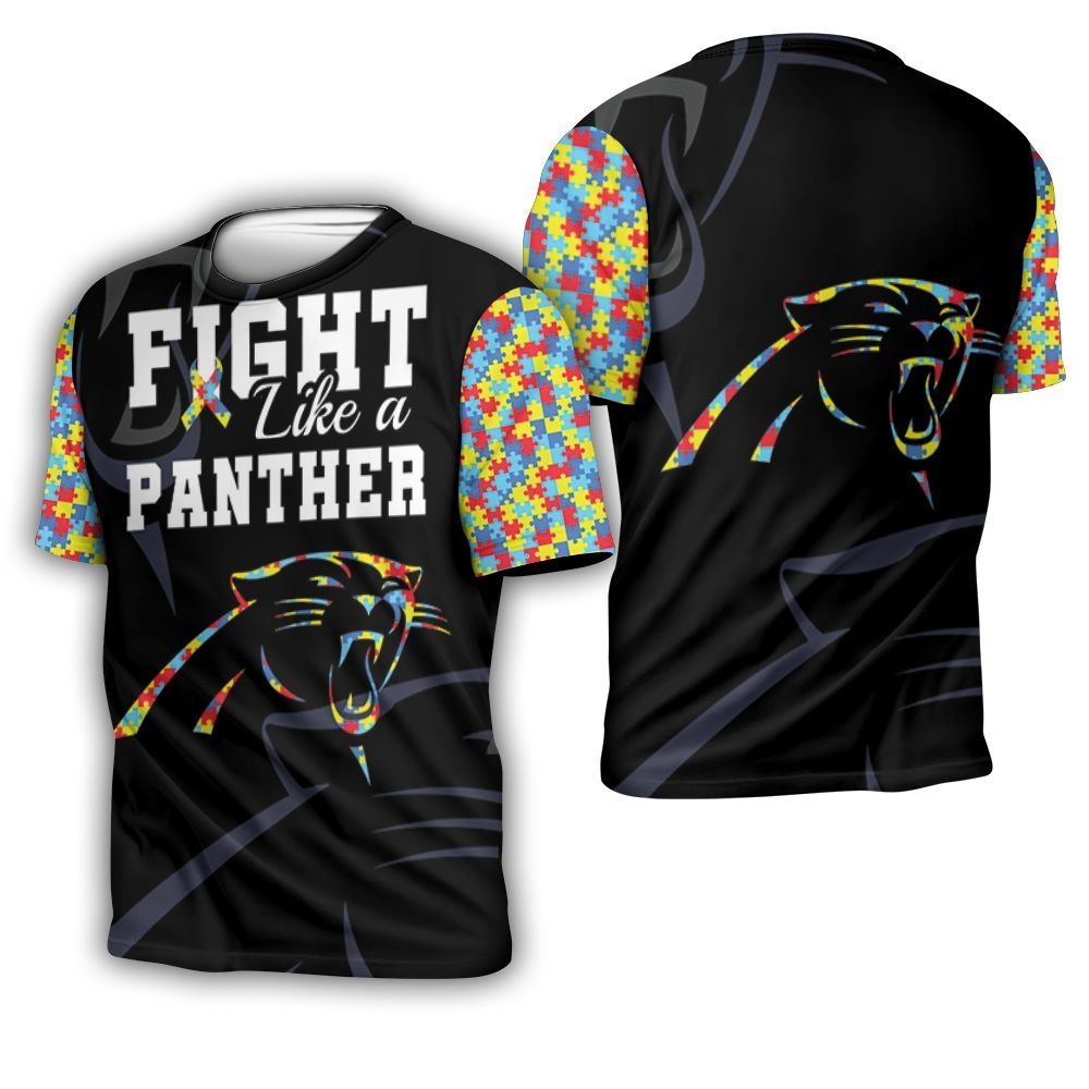 Fight Like A Carolina Panthers Autism Support 3D T-Shirt