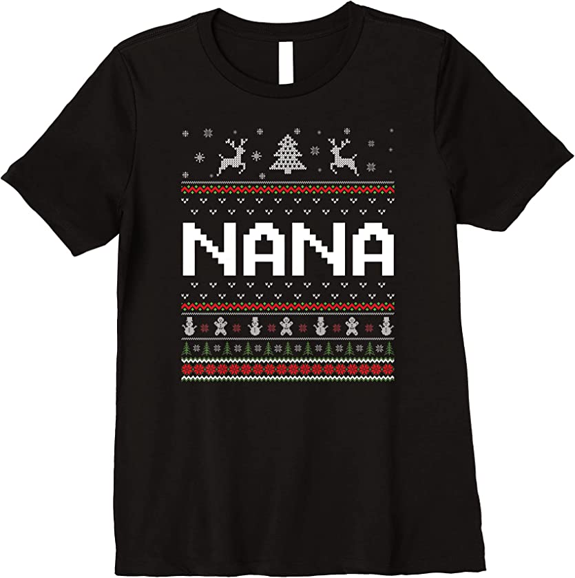 Womens Nana Ugly Holiday Party Matching Ugly Christmas Sweater Premium T-Shirt