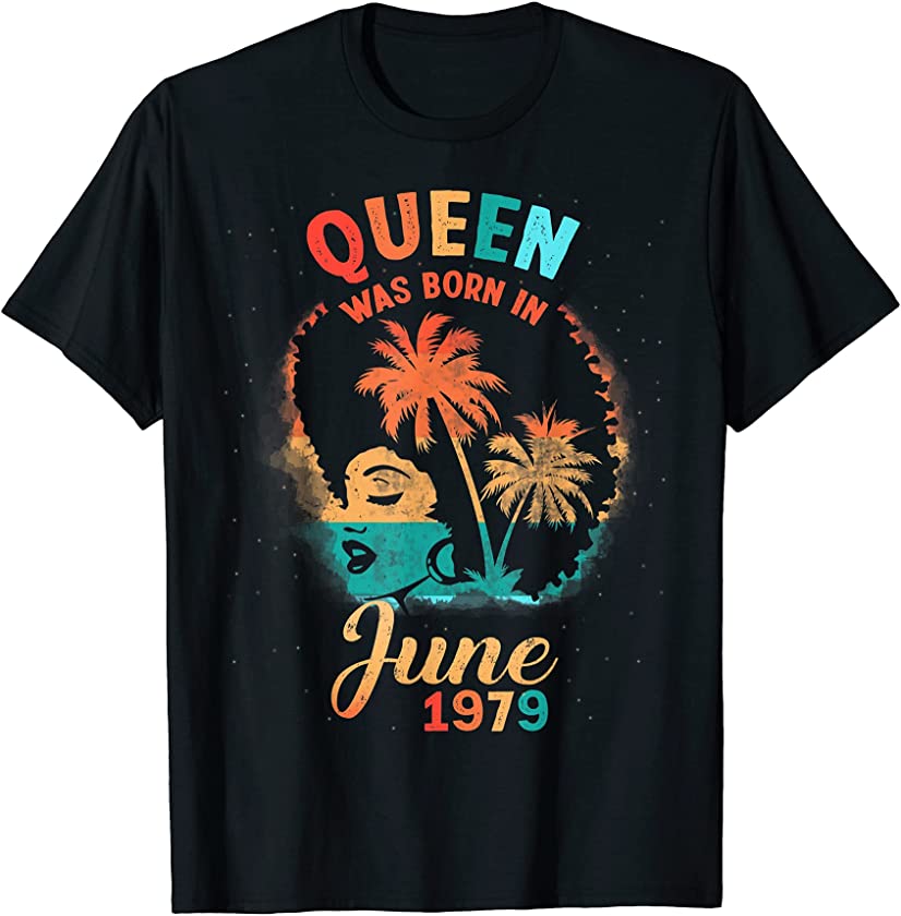 Vintage Black Queen June birthday shirt, Awesome Since 1979 T-Shirt