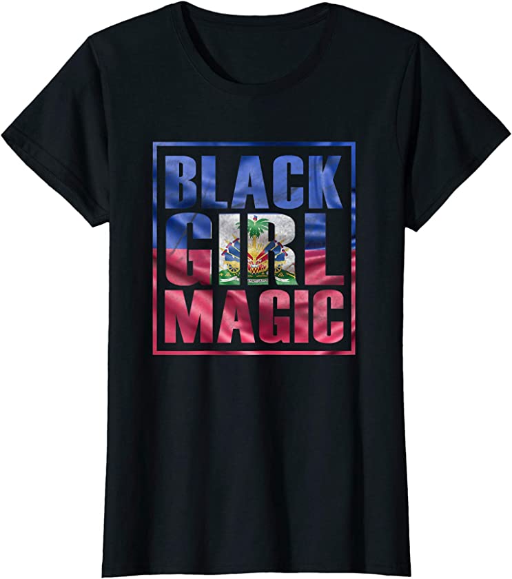 Womens Haiti Flag Black Girl Magic Melanin T-Shirt