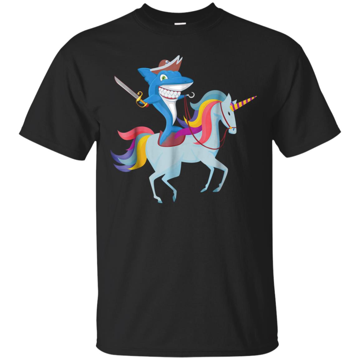 Shark Pirate Riding Uniccorn Funny T-Shirt