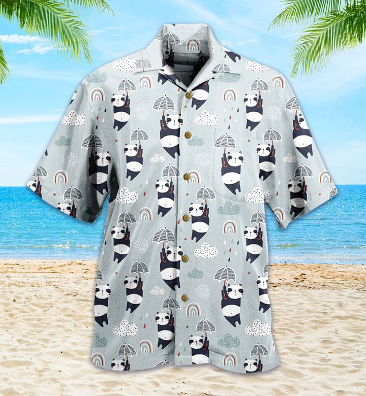 Panda With Rain Pattern 3D Hawaiian Shirt