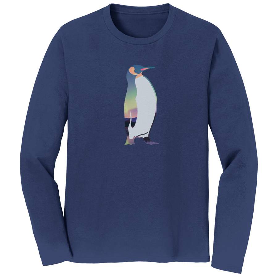 Northern Lights Penguin – Adult Unisex Long Sleeve T-Shirt