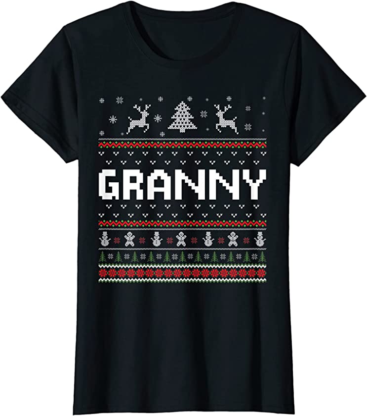 Womens Granny Ugly Holiday Party Matching Ugly Christmas Sweater T-Shirt