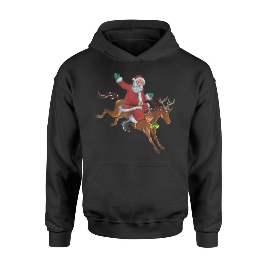 Christmas Horse Riding Santa Vintage Graphic Hoodie