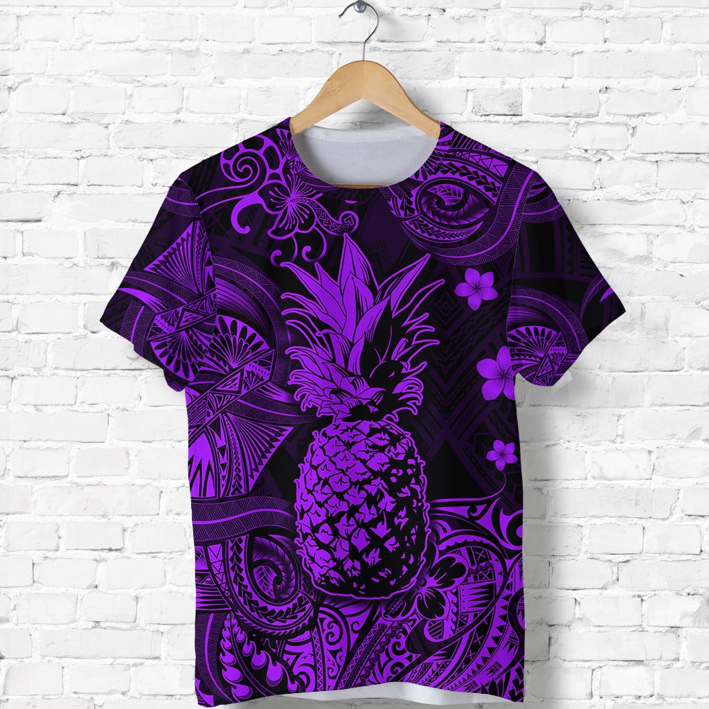 Hawaiian Pineapple Polynesian T Shirt Unique Style Purple Ha93098