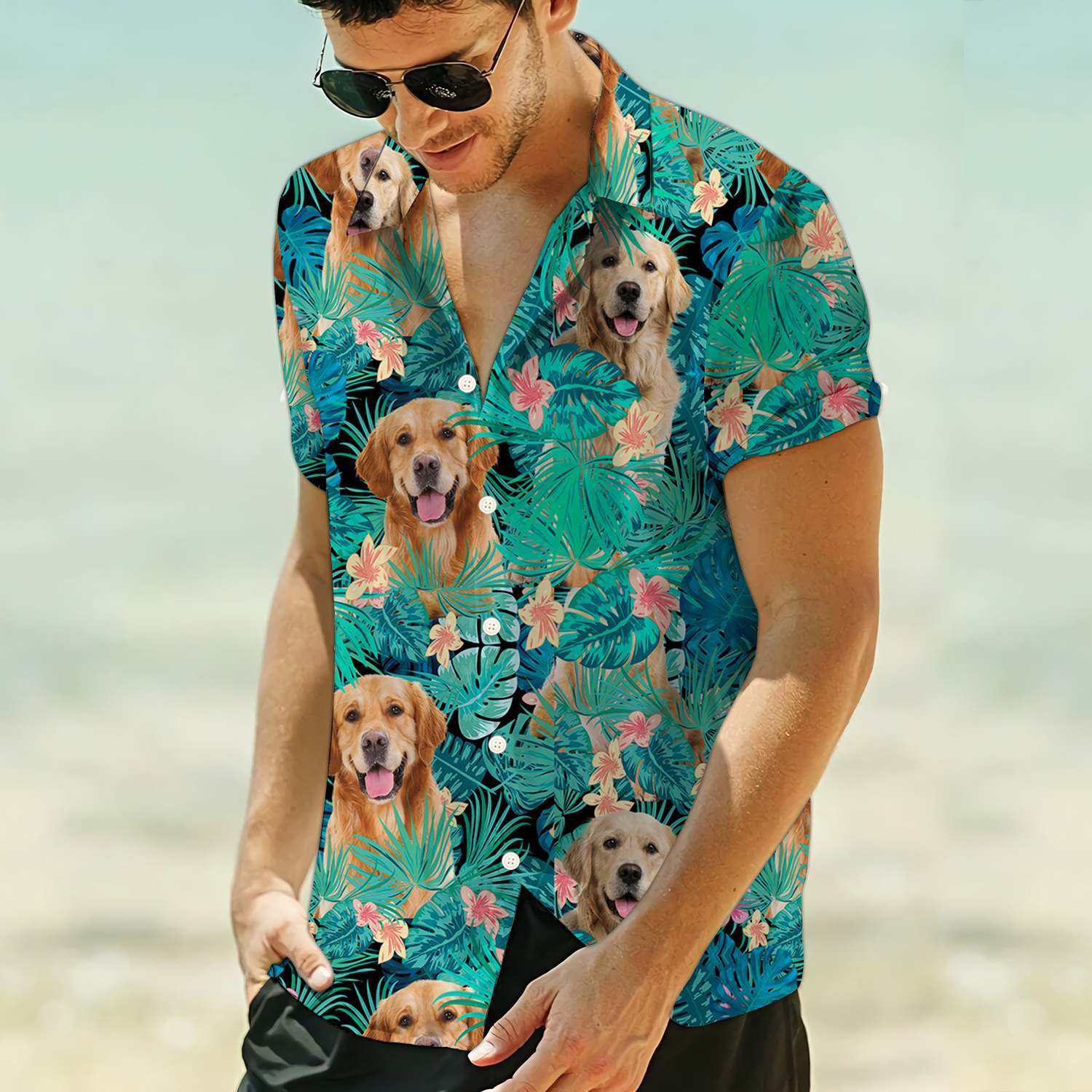 Golden Retriever Tropical Hawaii Hawaii Aloha Shirt For Dog Lover Ha65524