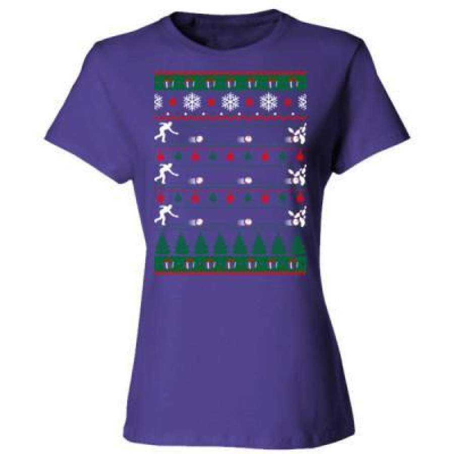 AGR Bowlers Bowling Christmas Ugly Sweater – Ladies’ Cotton T-Shirt