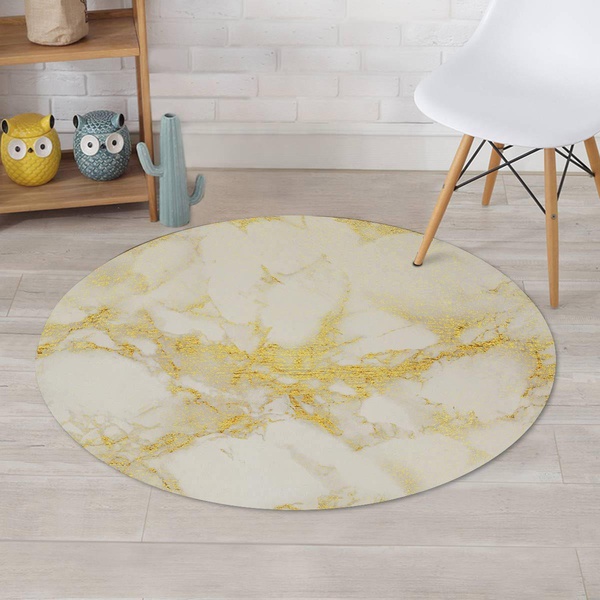 Gold Marble Round Rug