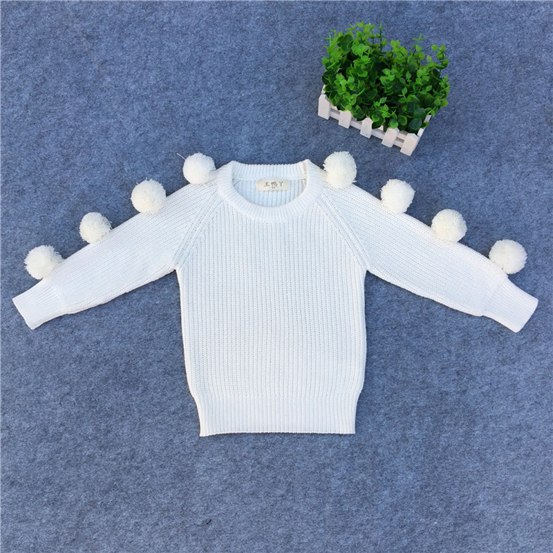 Autumn Winter Fashion Cotton Wool Ball Sweater Coat Toddler Baby Knit Sweater Jackets for Girls Cotton Warm Tops Clothes LZ595 alx