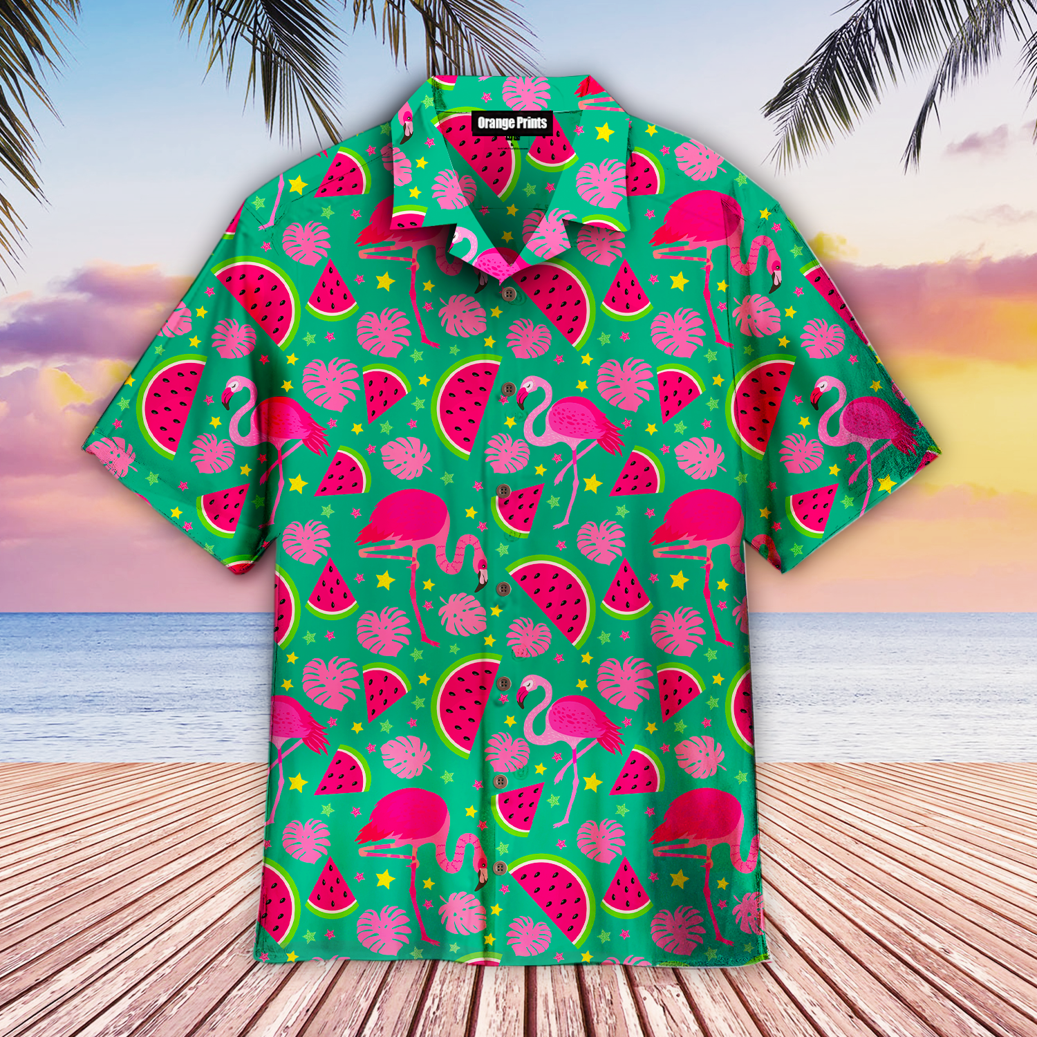 Pink Flamingos And Watermelon Aloha Hawaii Shirts For Men Women Ha41709