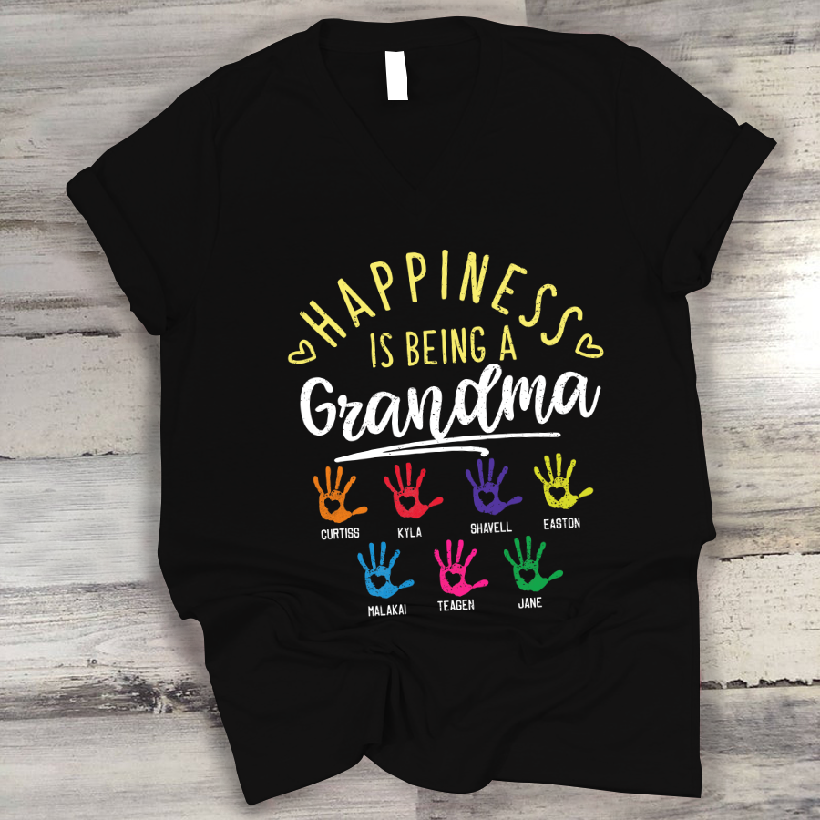 Happiness Is Being A Grandma Hands V-Neck