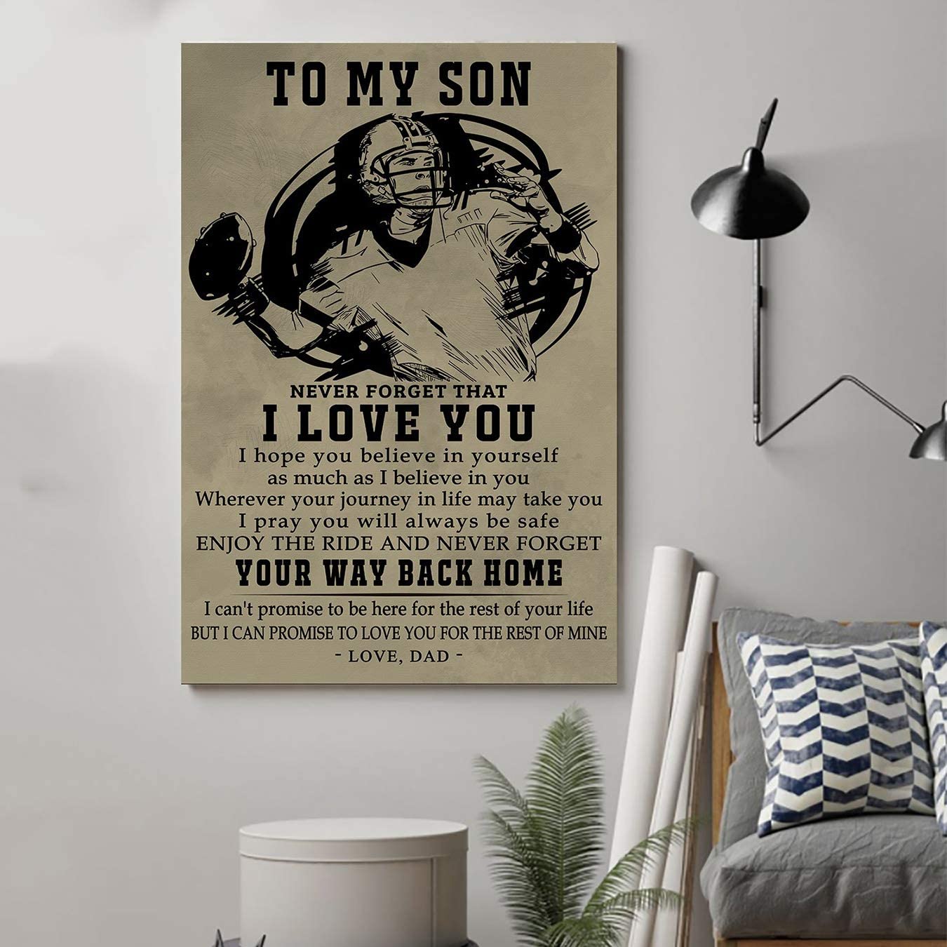 Poster for Room Aesthetic – Command Strips Wall Decor – Tvap05 American Football Poster-dad to Son- Your Way Back Home