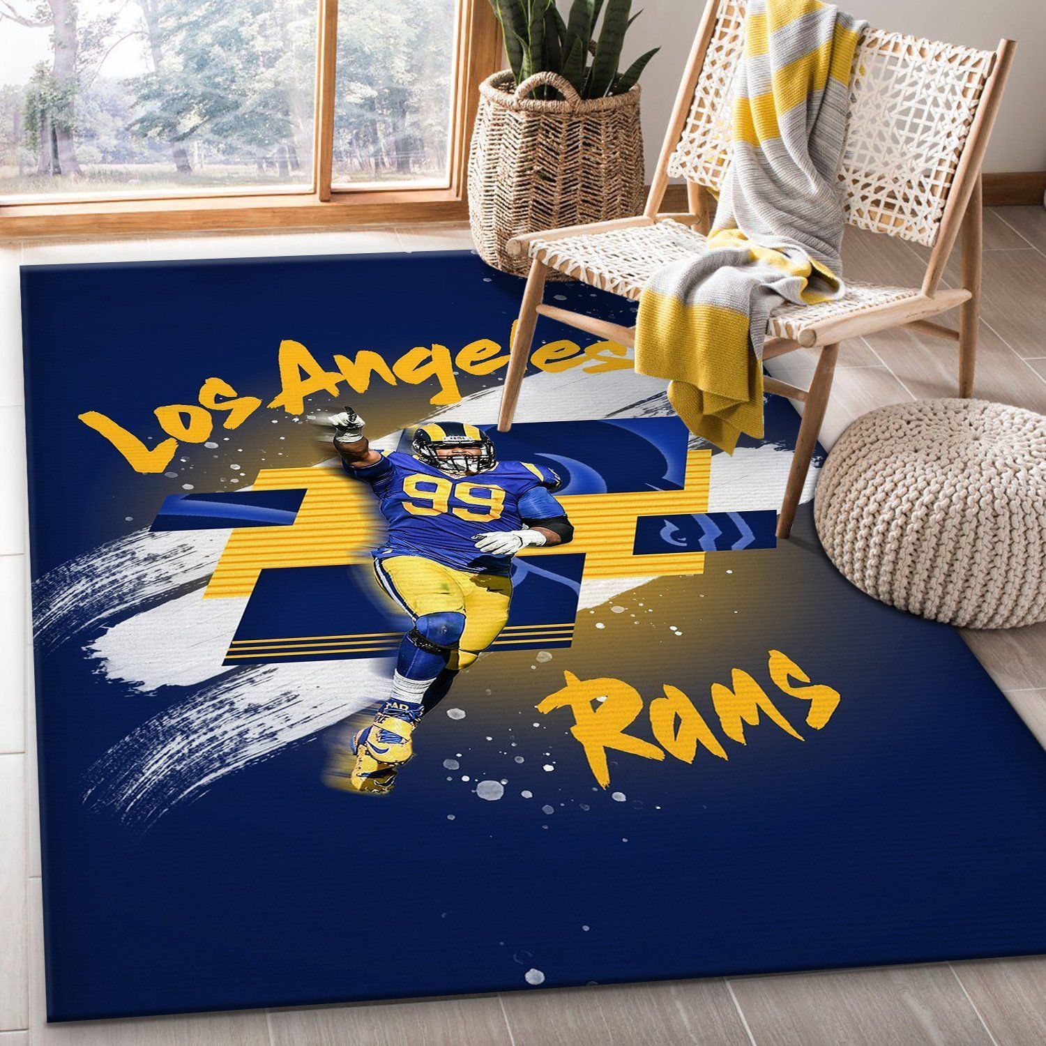 Aaron Donald 99 Los Angeles Rams Area Rug BB221017 Football Floor Decor The US Decor