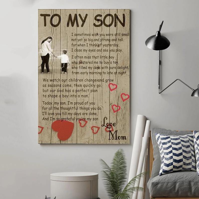 Family Poster – To My Son, Love Mom, Special Gift For Son – Canvas