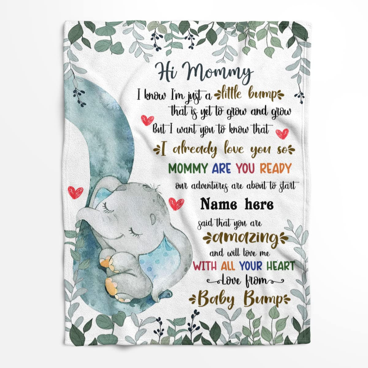 Personalized Elephant Baby Blanket, Hi Mommy And Daddy I Know I’M Just A Little Bump Blanket