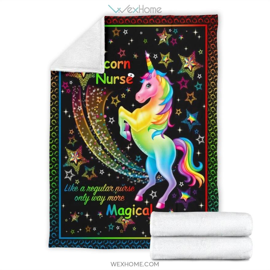 Rainbow Unicorn Nurse More Magical Premium Blanket