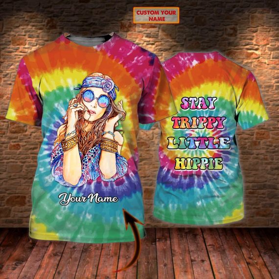 Hippie Girl Personalized Name All Over Print Unisex Tshirt