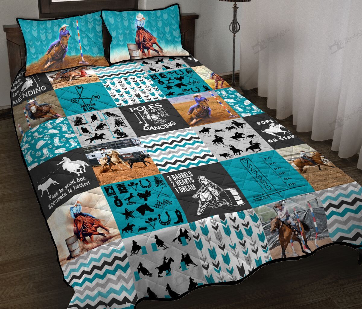 A Mix of Breakaway Roping & Polebending & Barrel racing Quilt bed set & Quilt Blanket DVE20111003-DVQ20111003